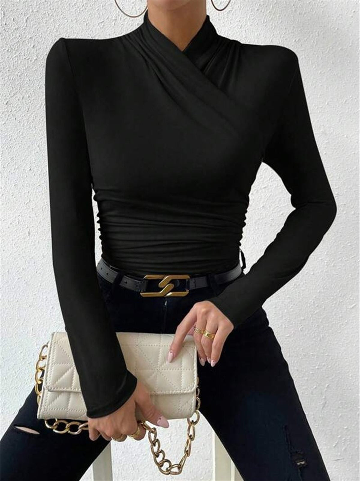 Lara | Elegantes T-Shirt mit Crossover-Kragen