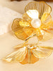 Clara | 3D Metallblumen Perlenohrringe