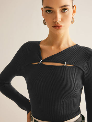 Leandro | Cutout O-Ring Slim Strickoberteil