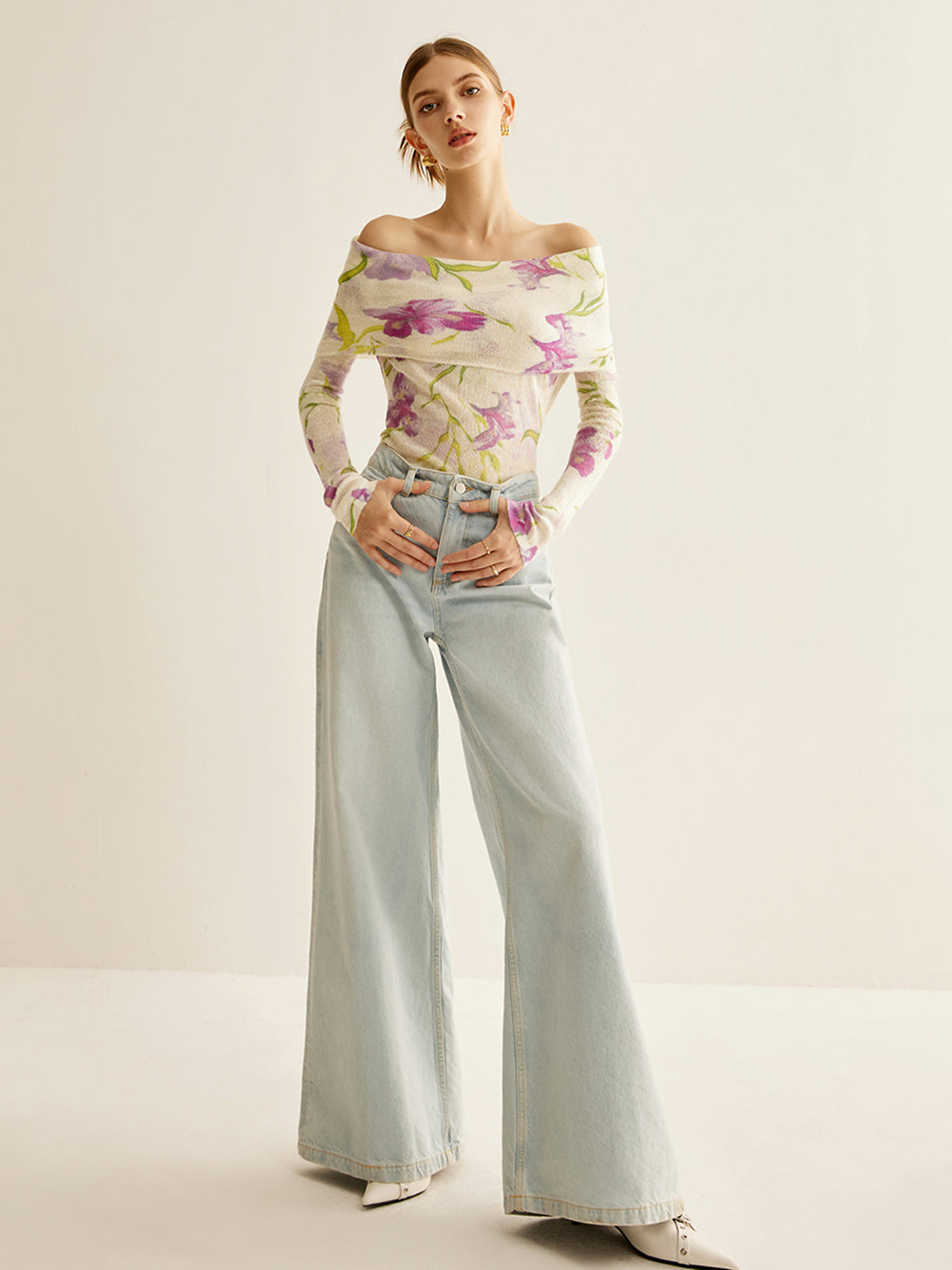 Sophie | Romantisches Off-Shoulder Stricktop