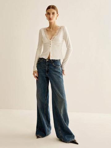 Clara | Elegante Bluse mit Spitzenpaneelen