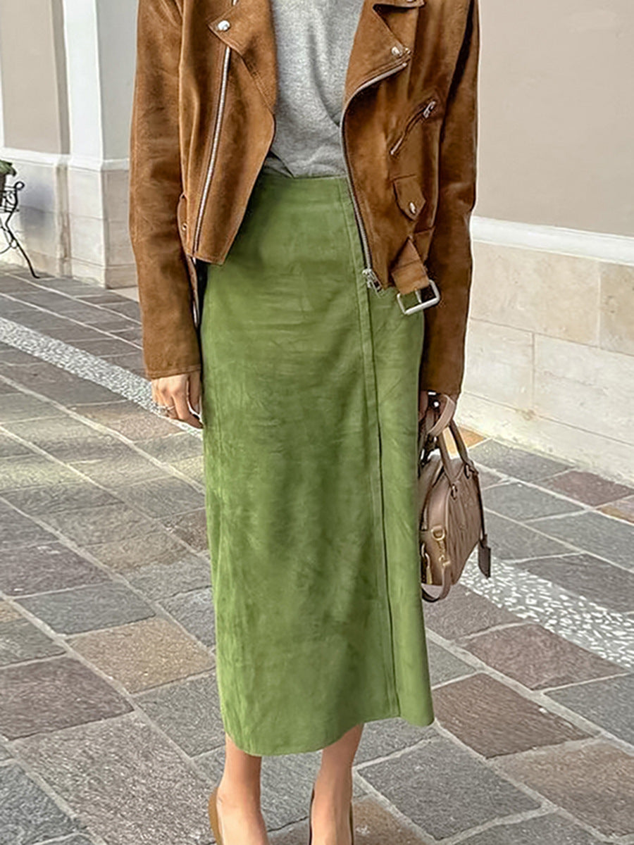 Julia | Eleganter Wildleder-Rock mit Reißverschluss