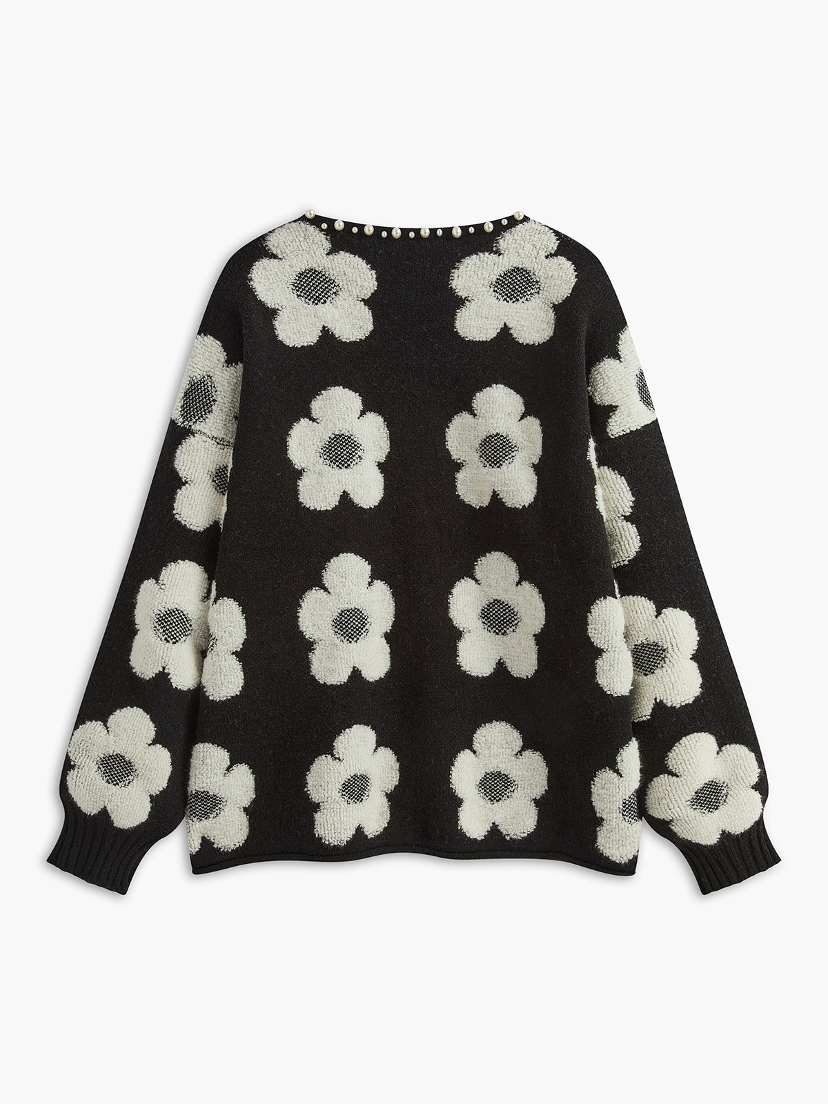 Clara | Elegante geblümte Strickjacke mit Perlenbesatz