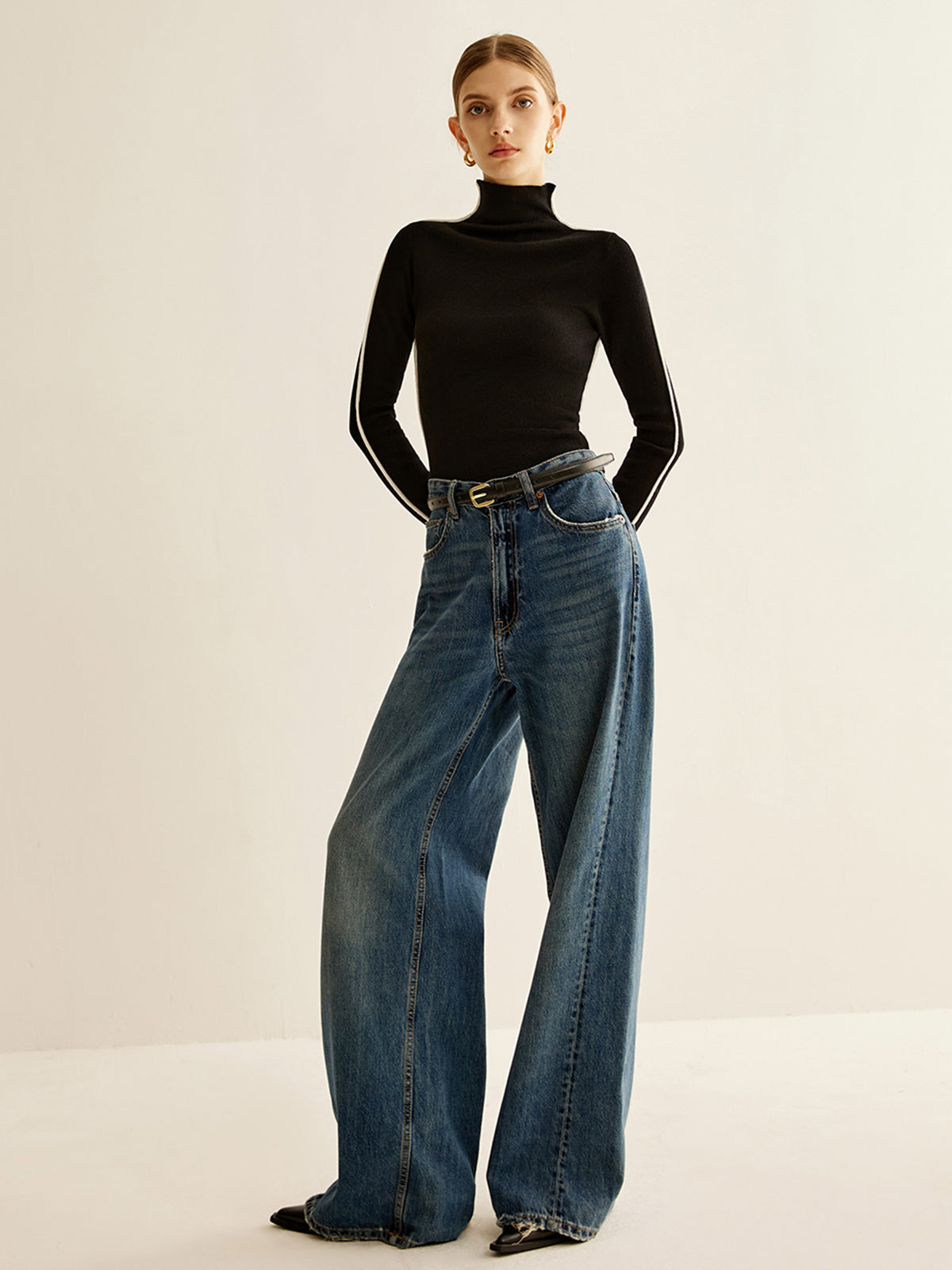 Leonie | Stilvoller Woll-Mix Pullover mit Stehkragen