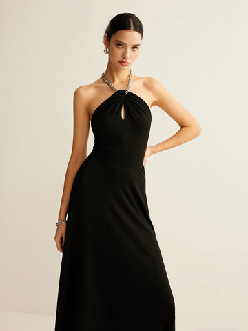 Clara | Ärmelloses Kleid mit Schlüssel-Ausschnitt