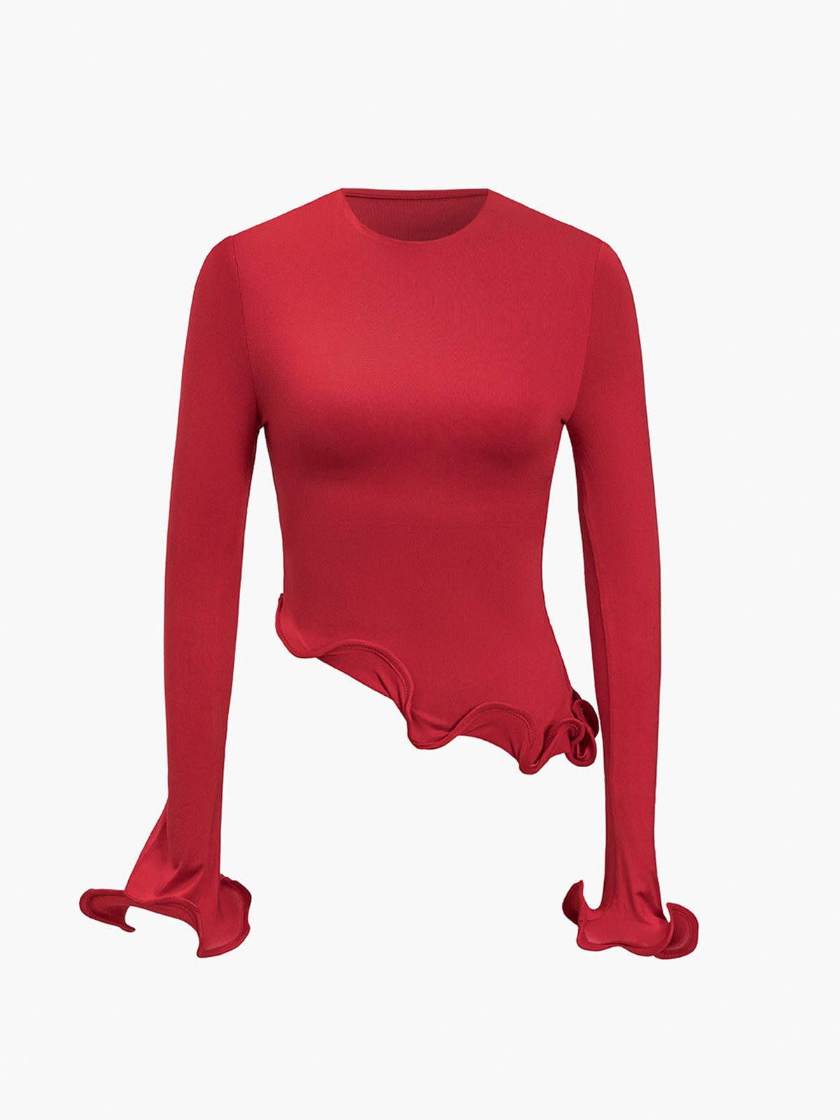 Clara | Asymmetrische Wellenbesatz-Bluse
