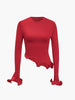 Clara | Asymmetrische Wellenbesatz-Bluse