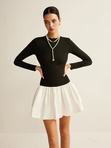 Mia | Elegantes Slim Kleid mit Zwei-Ton-Panel