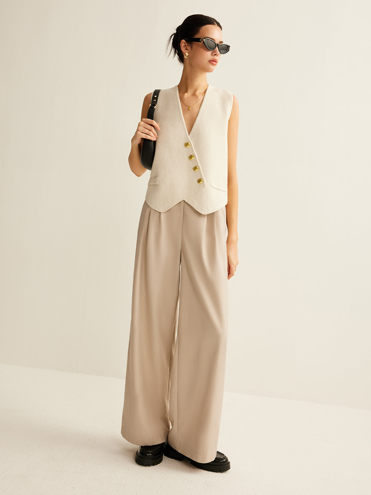 Ulrike | Asymmetrische Knopf-Pullover-Weste