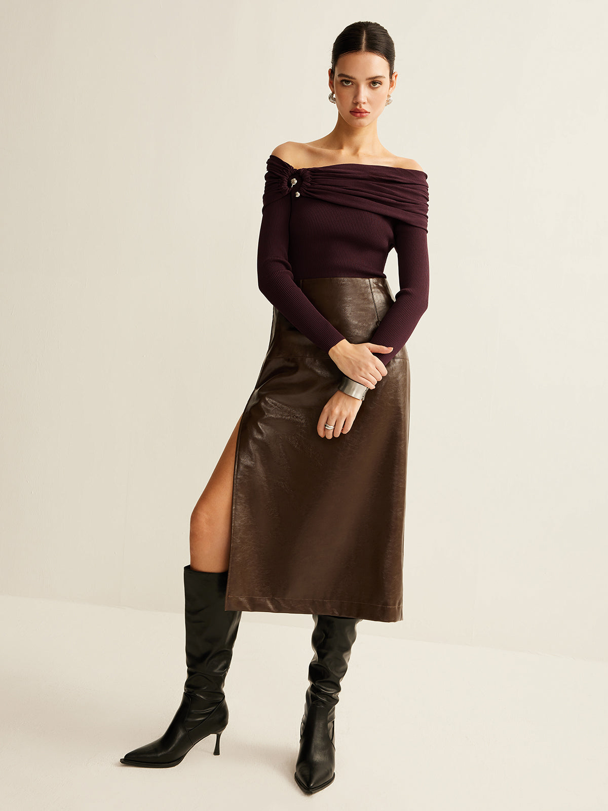 Emilia | Elegantes Raffungstrickoberteil