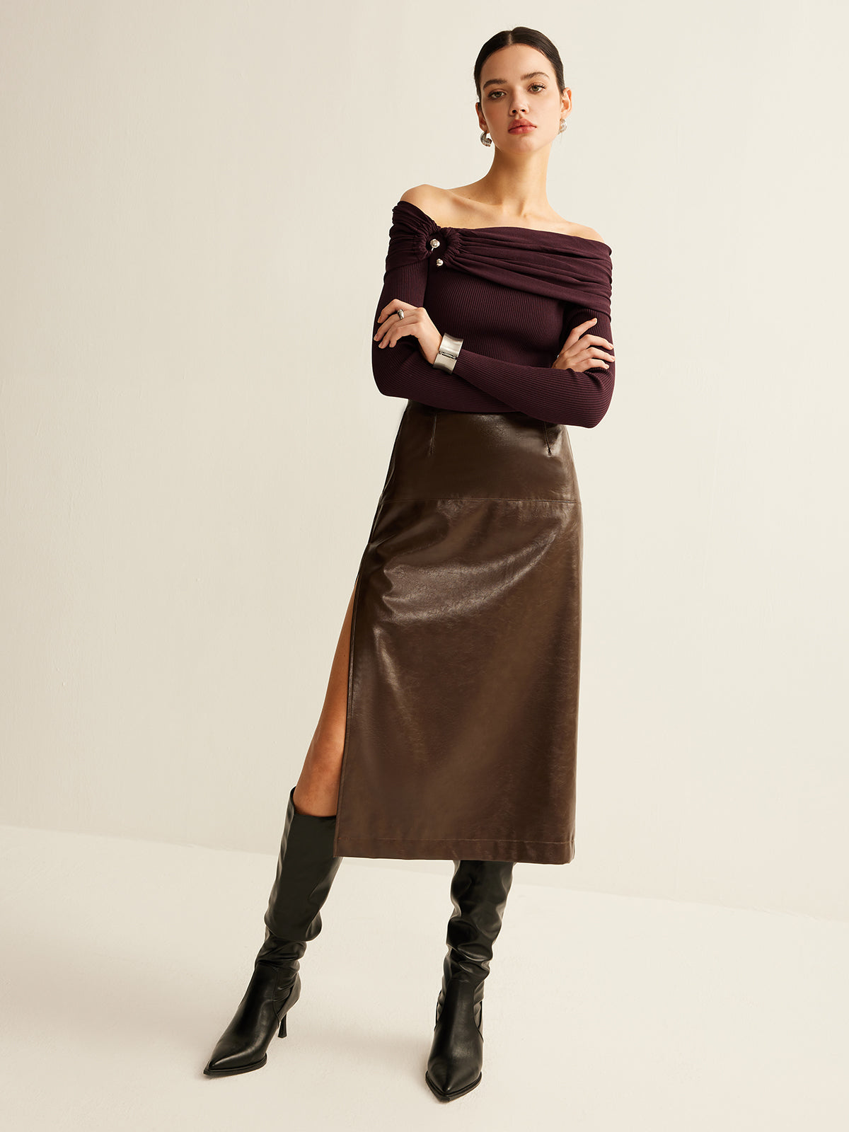 Emilia | Elegantes Raffungstrickoberteil