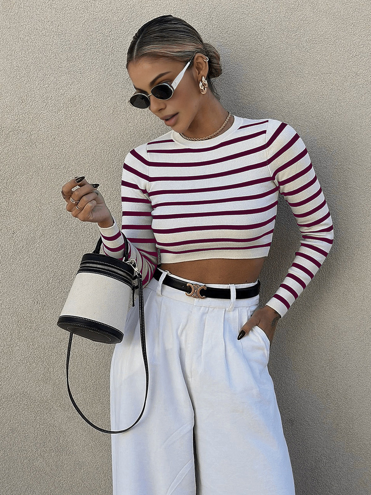 Lena | Figurbetontes Crop Top mit Streifen