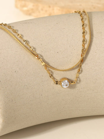 Leonie | Glänzendes Doppelketten-Rhinestone-Armband