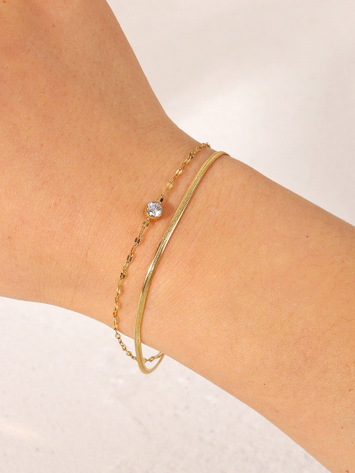 Leonie | Glänzendes Doppelketten-Rhinestone-Armband