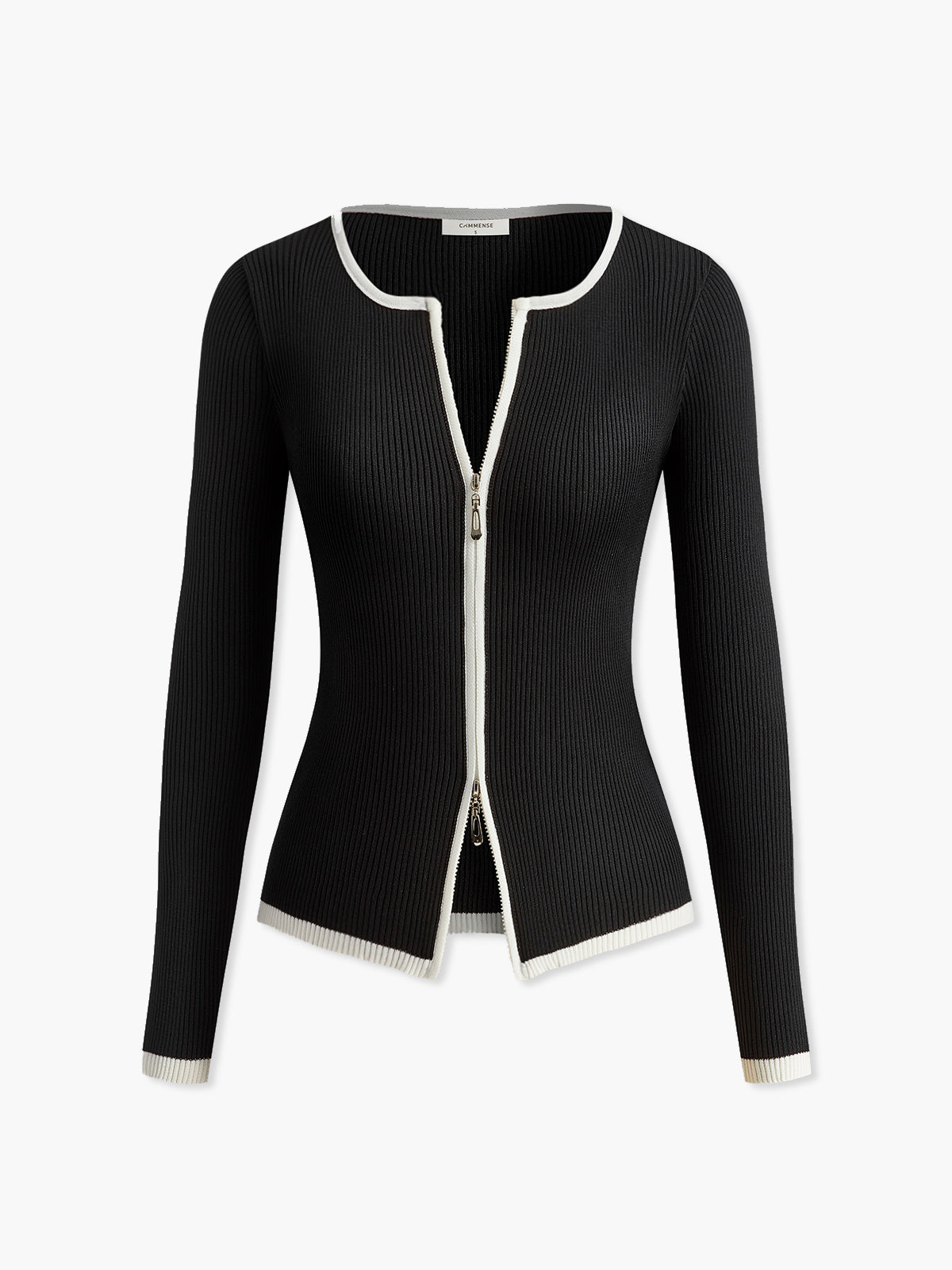 Felix | Kontrastbesatz Doppelreißverschluss Strickpullover