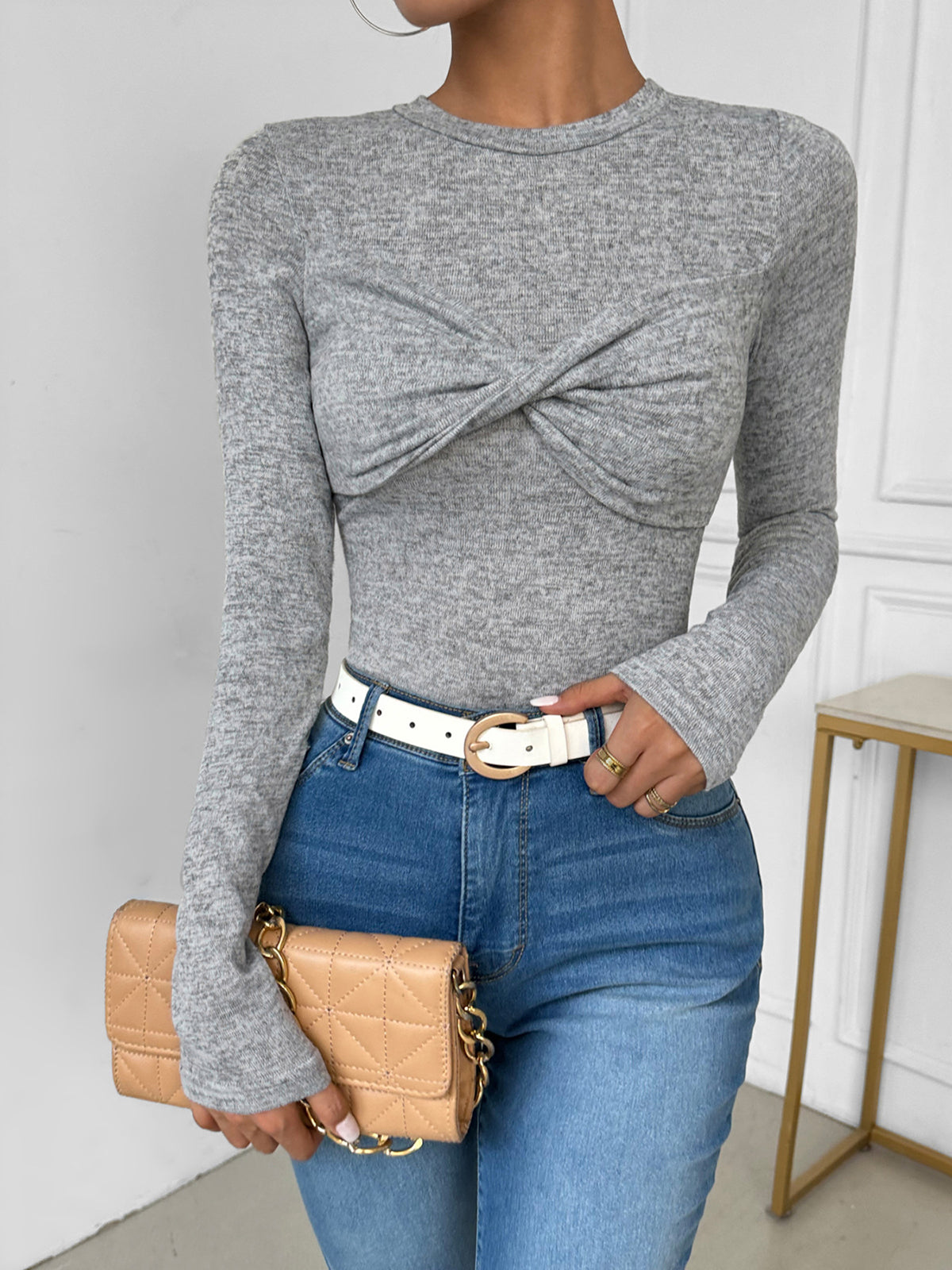 Lila | Knotted Skinny Jersey Top