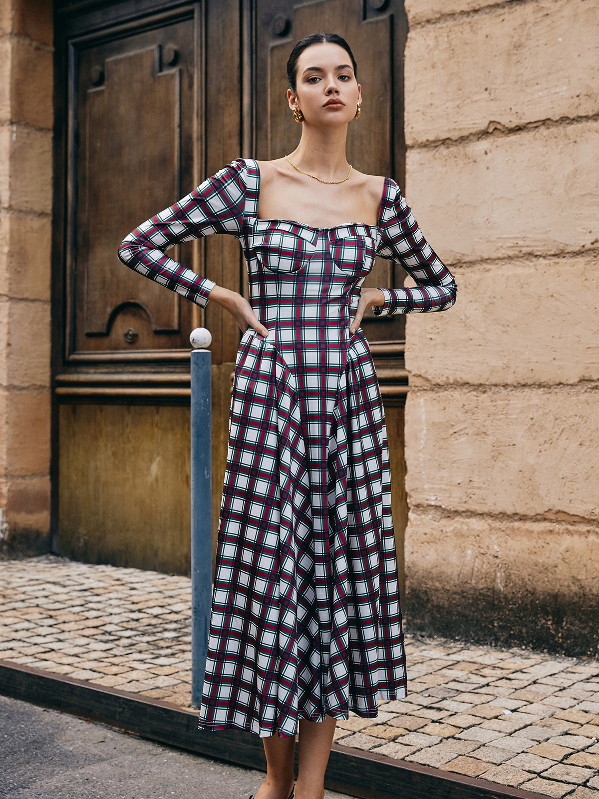 Clara | Plaid Plissiertes Kleid