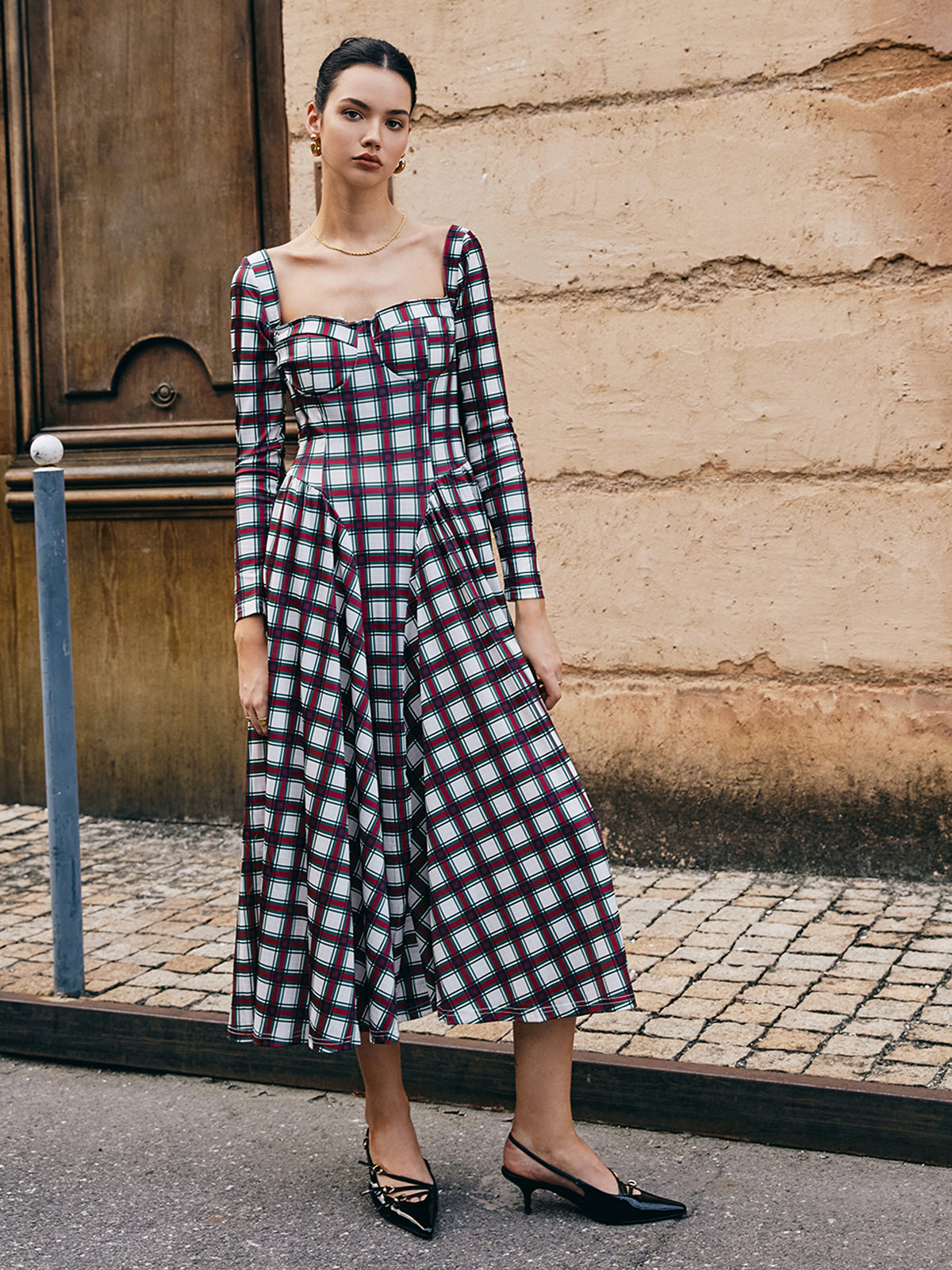 Clara | Plaid Plissiertes Kleid
