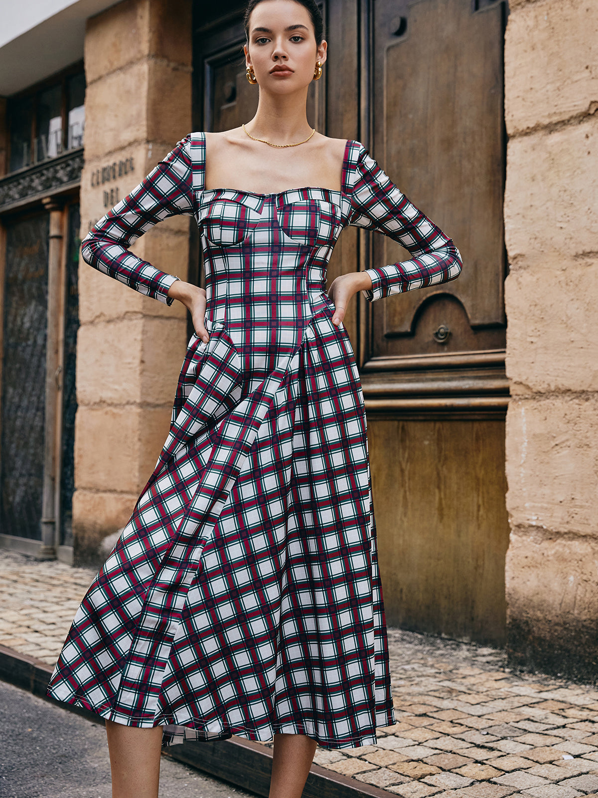 Clara | Plaid Plissiertes Kleid