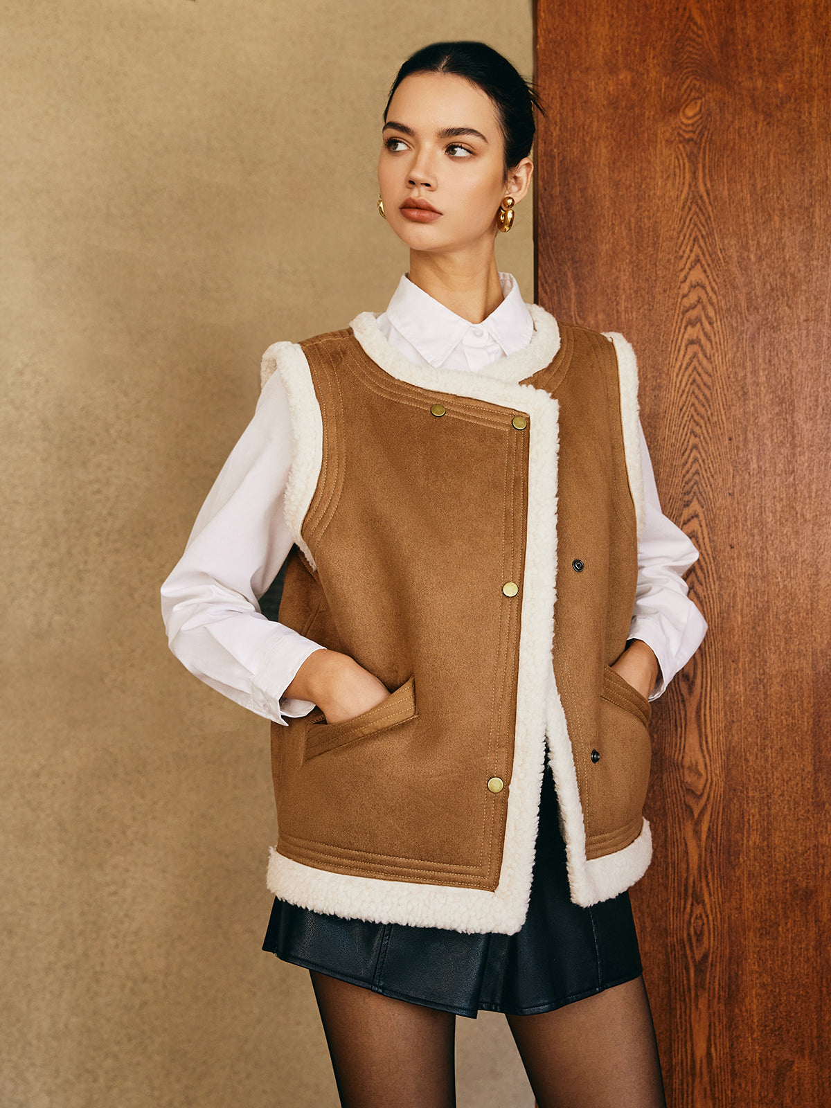 Minky Warm | Stylische Kunstlederweste