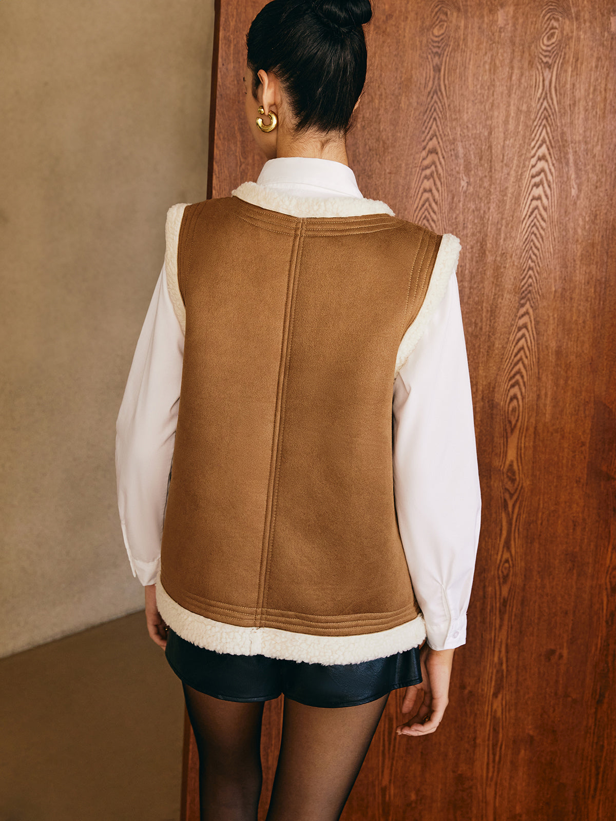 Minky Warm | Stylische Kunstlederweste