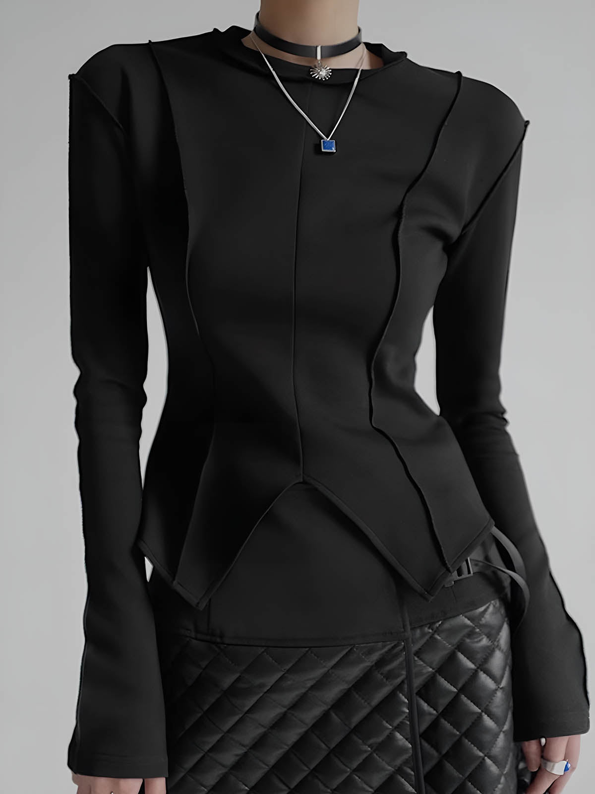 Johanna | Elegante Piping Slim Jersey Bluse