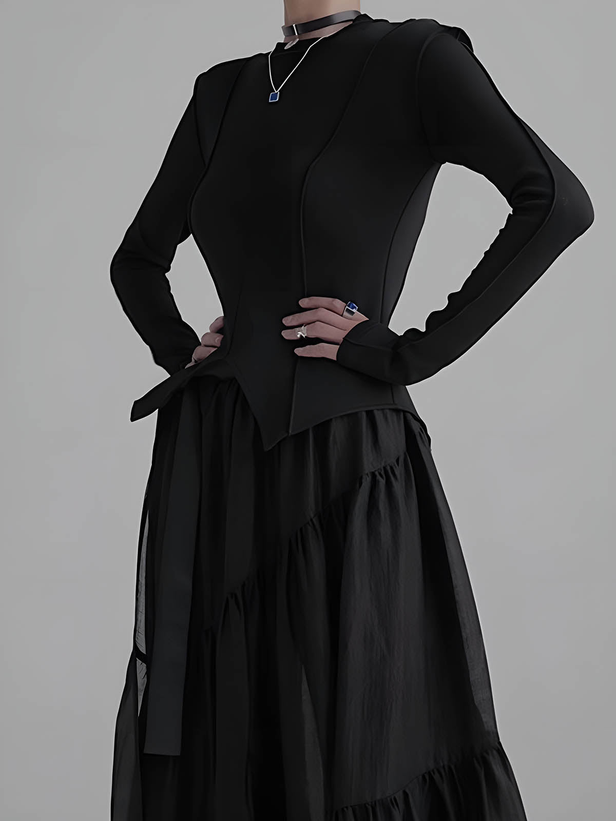 Johanna | Elegante Piping Slim Jersey Bluse