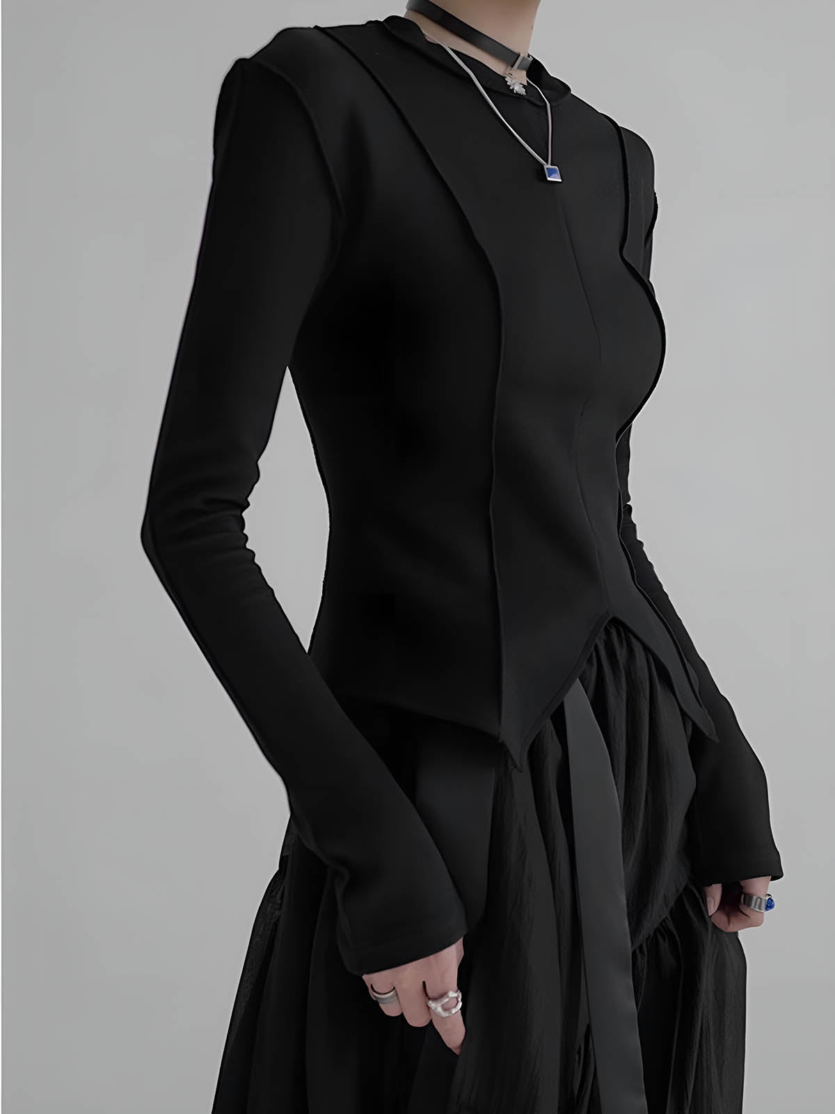 Johanna | Elegante Piping Slim Jersey Bluse