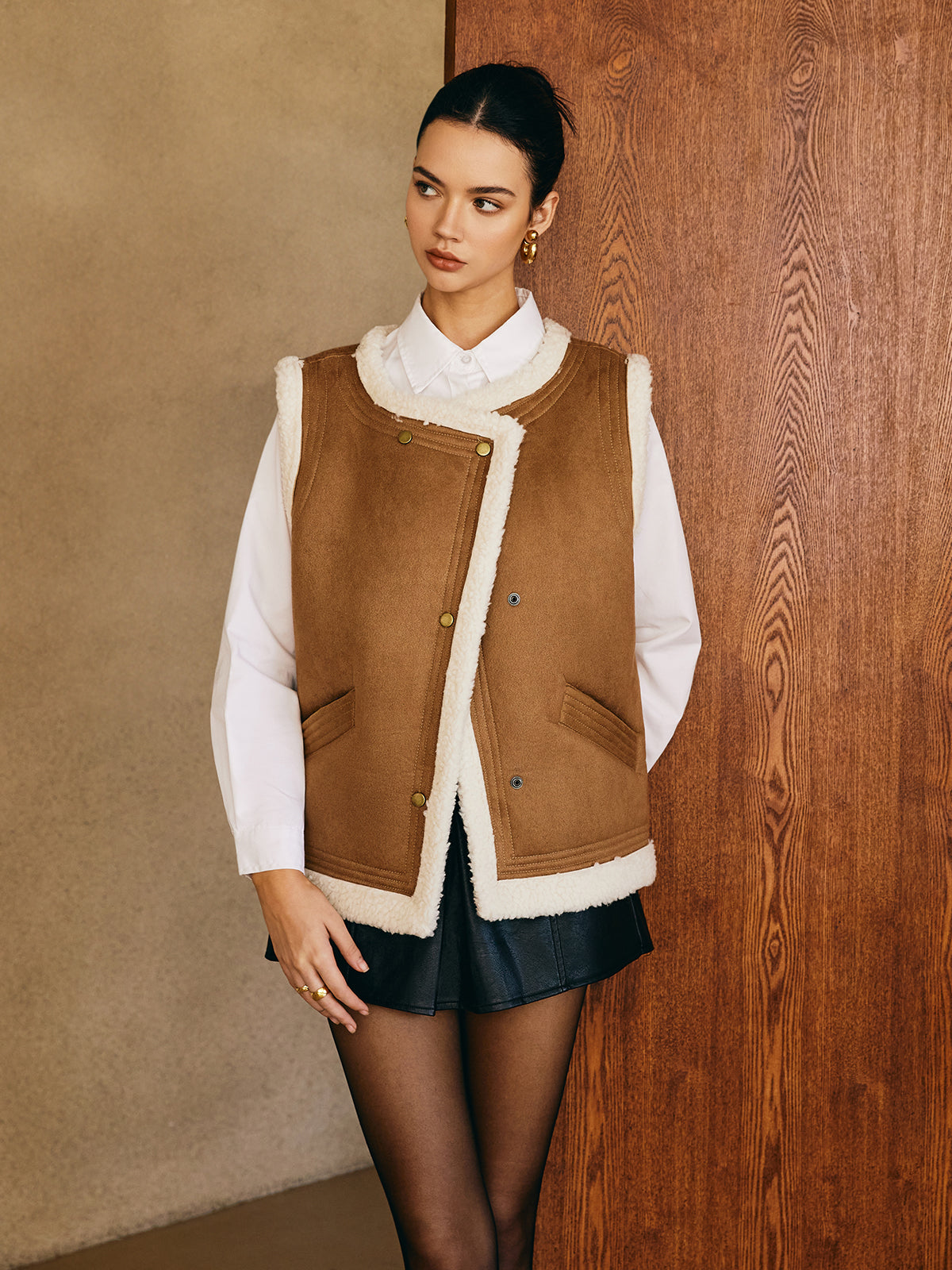 Minky Warm | Stylische Kunstlederweste