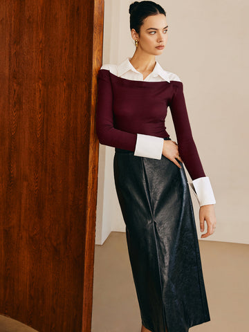 Carla | Elegantes Panel Jersey Slim Top