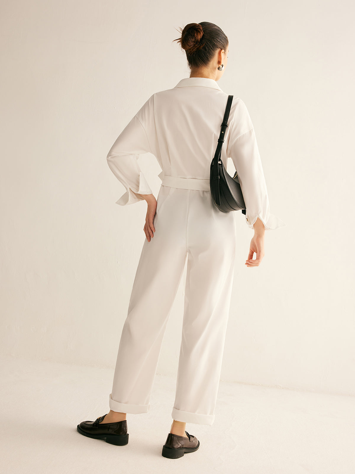 Felix | Minimalistischer Button Polo Jumpsuit mit Gürtel