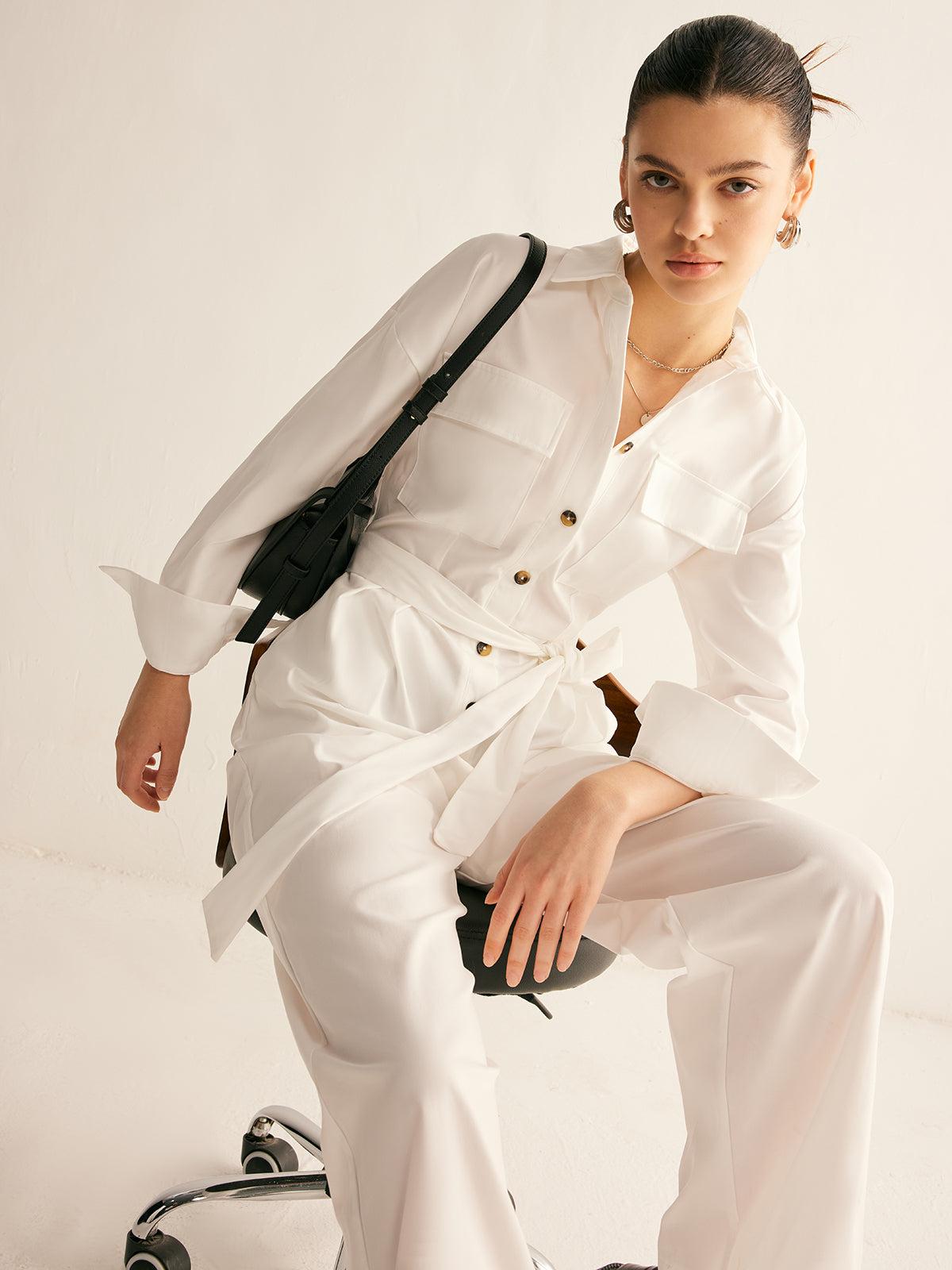 Felix | Minimalistischer Button Polo Jumpsuit mit Gürtel