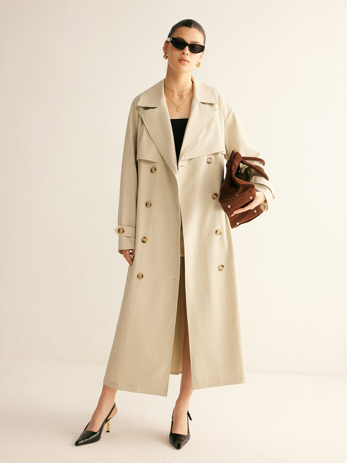 Clara | Eleganter Plissierter Trenchcoat mit Gürtel