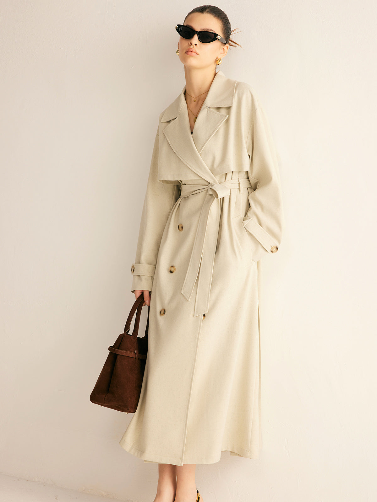Clara | Eleganter Plissierter Trenchcoat mit Gürtel