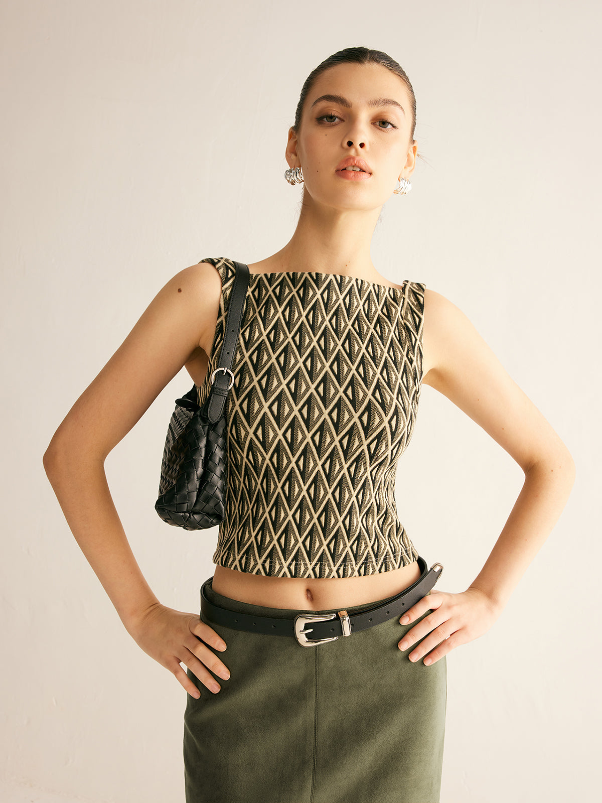 Mia | Geometrisches Muster Crop Tanktop