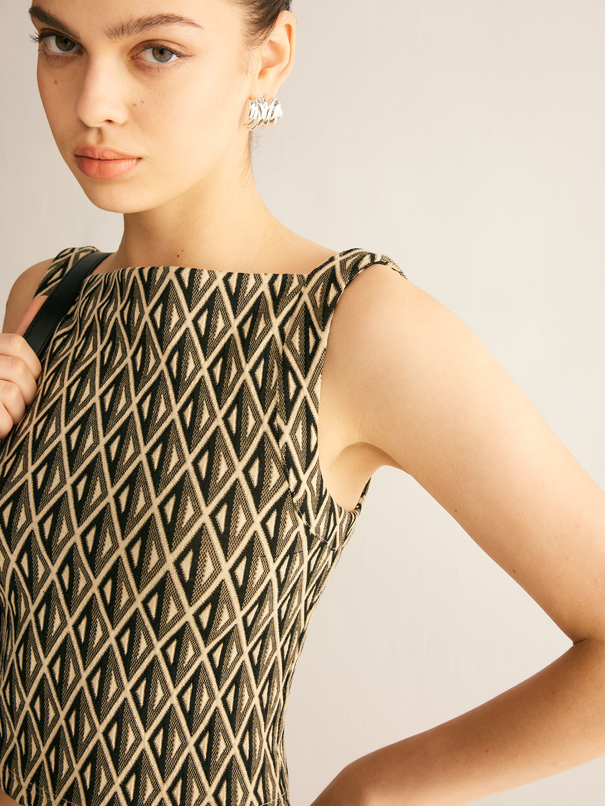 Mia | Geometrisches Muster Crop Tanktop