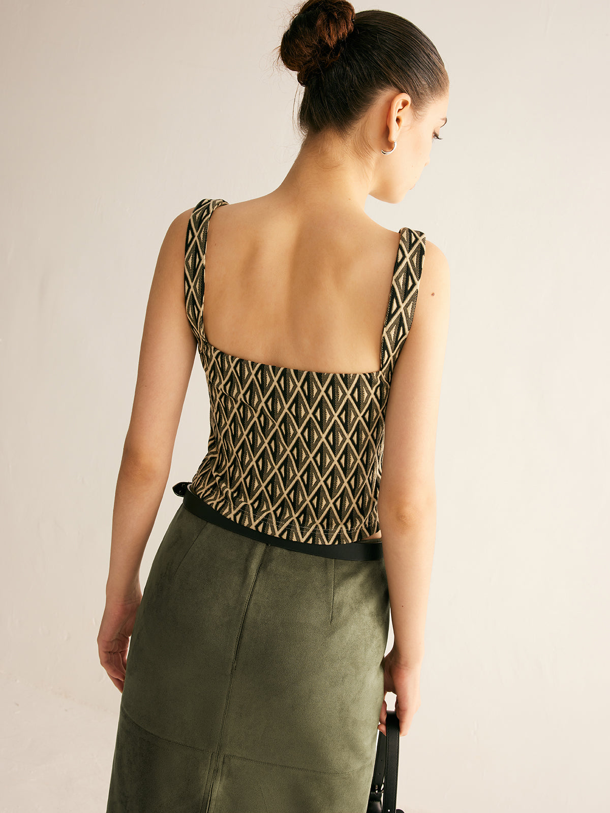 Mia | Geometrisches Muster Crop Tanktop