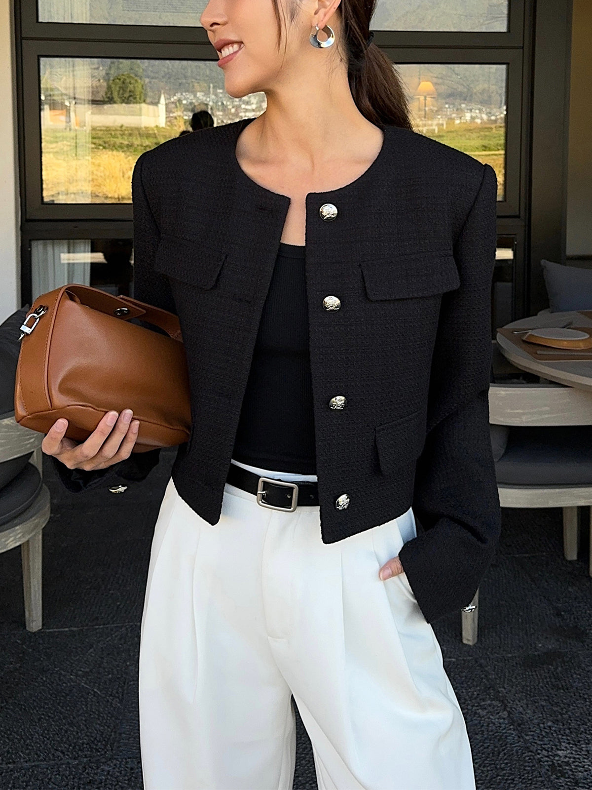 Clara | Elegante Tweedjacke mit Knopfverschluss
