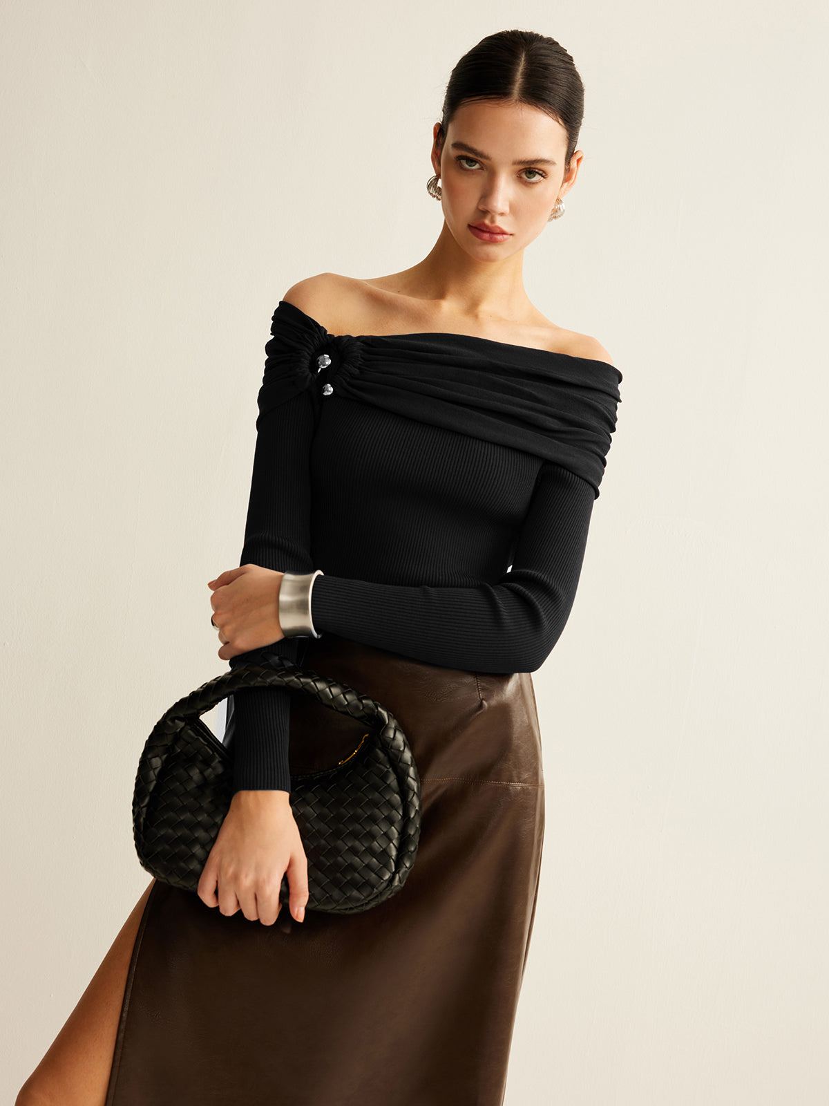 Emilia | Elegantes Raffungstrickoberteil