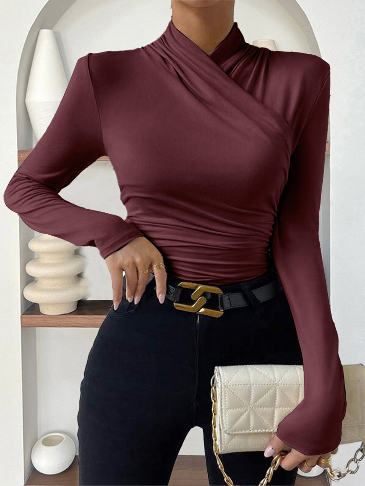 Lara | Elegantes T-Shirt mit Crossover-Kragen