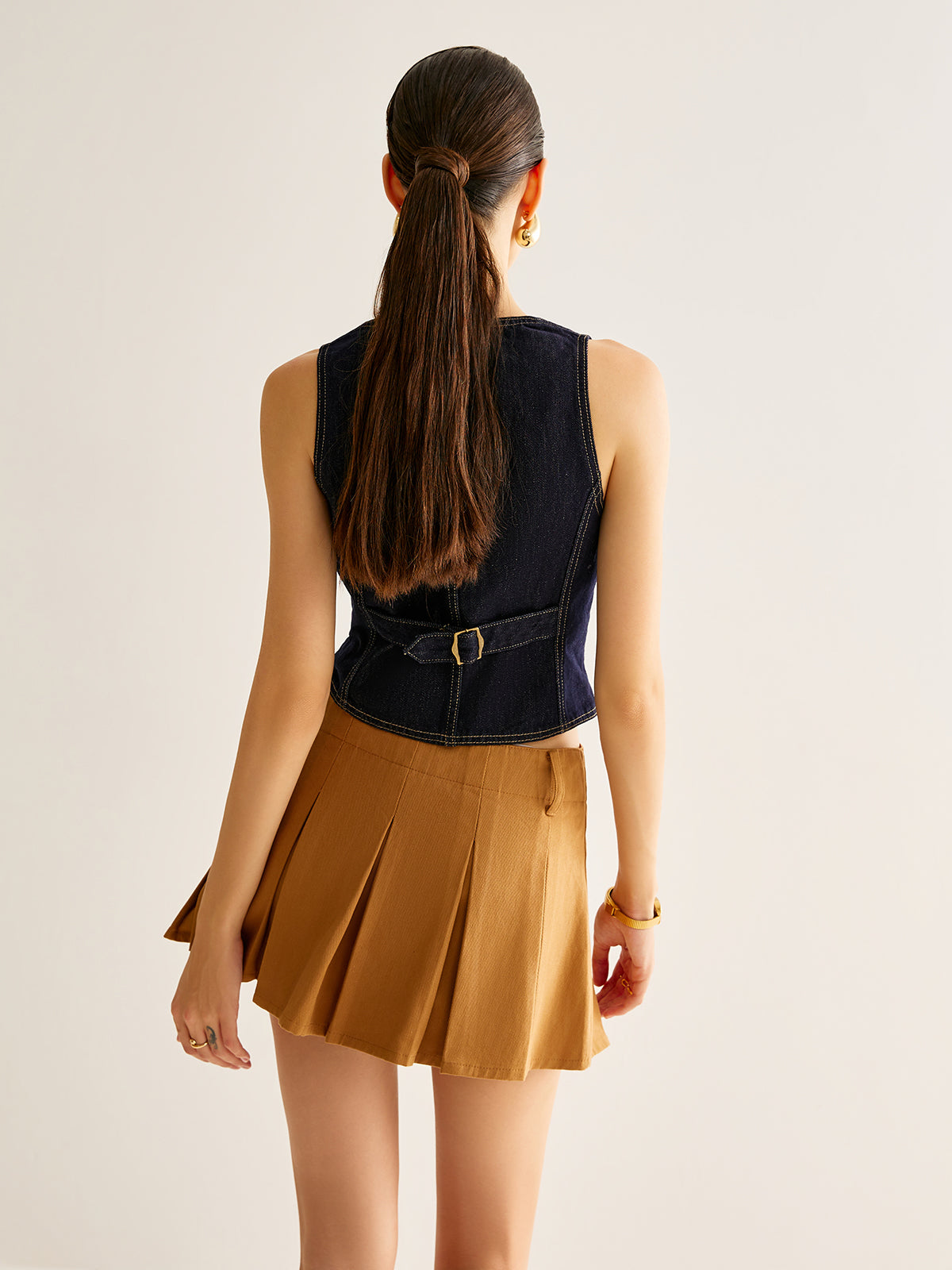 Clara | Denim-Weste mit Rückengürtel