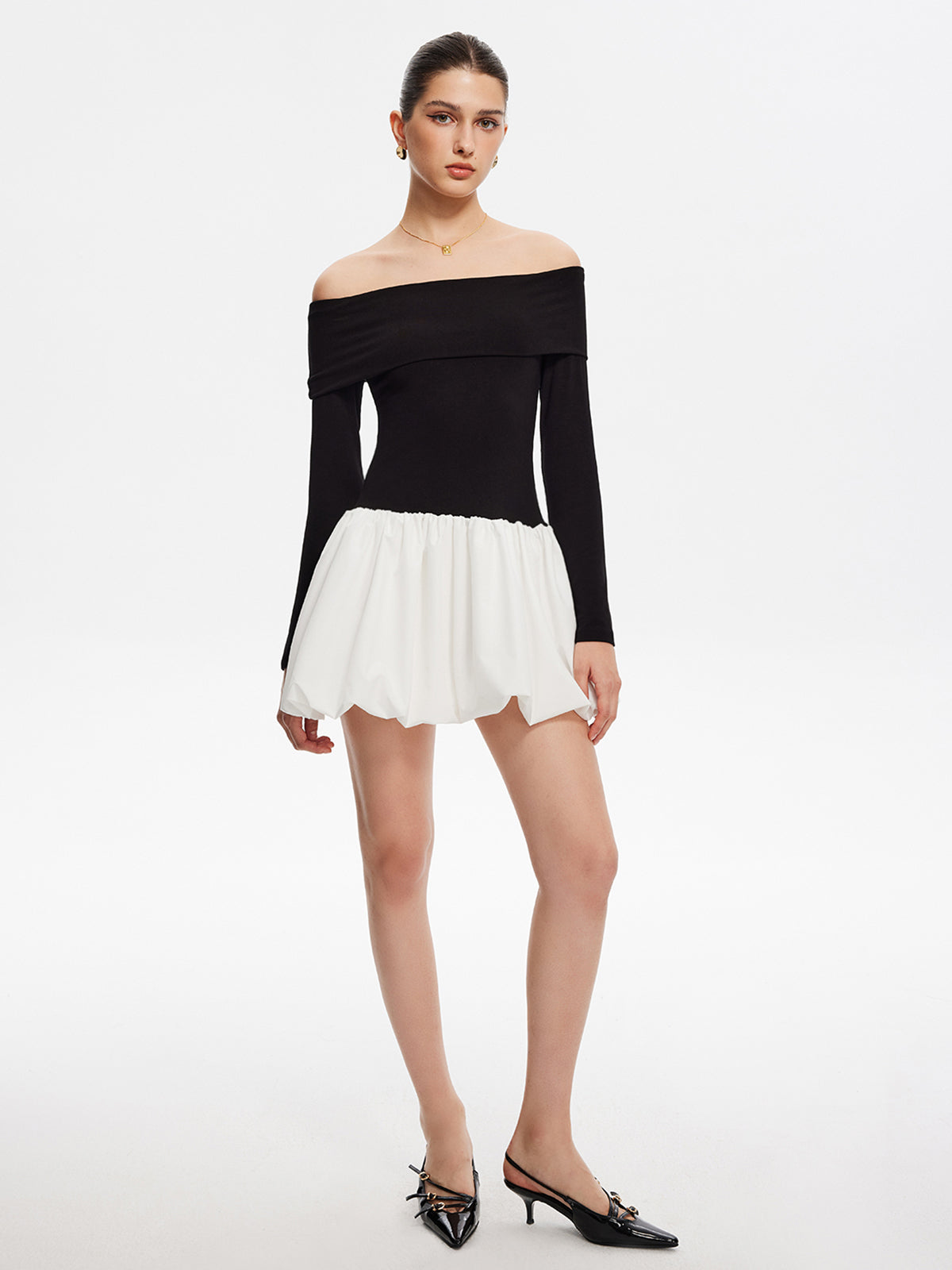 Leni Kleid | Modisches Off-Shoulder Bubble Kleid