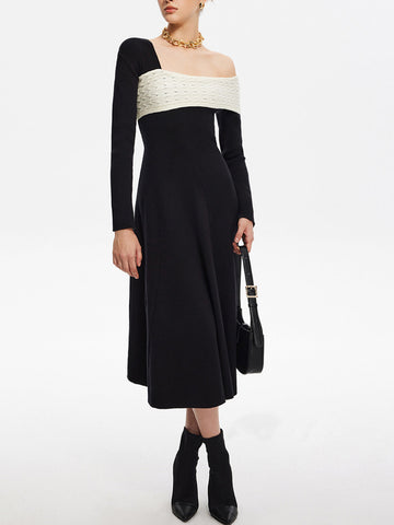 Leni | Farbblock Ein-Schulter Kleid