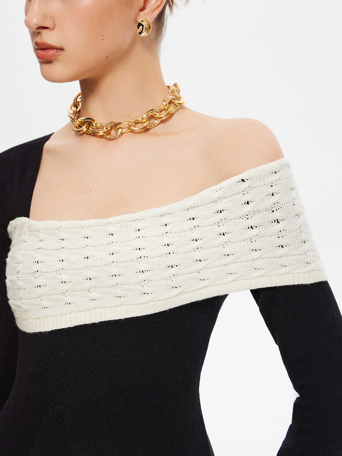 Leni | Farbblock Ein-Schulter Kleid