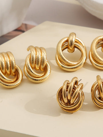 Lena | Dreiteilige Kreuz-Hoop-Ohrringe