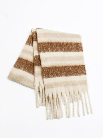 Lisa | Farbblock Gestreifter Quasten Schal