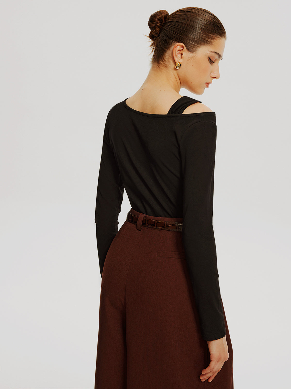 Mia | Asymmetrisches geknotetes Jersey-Top