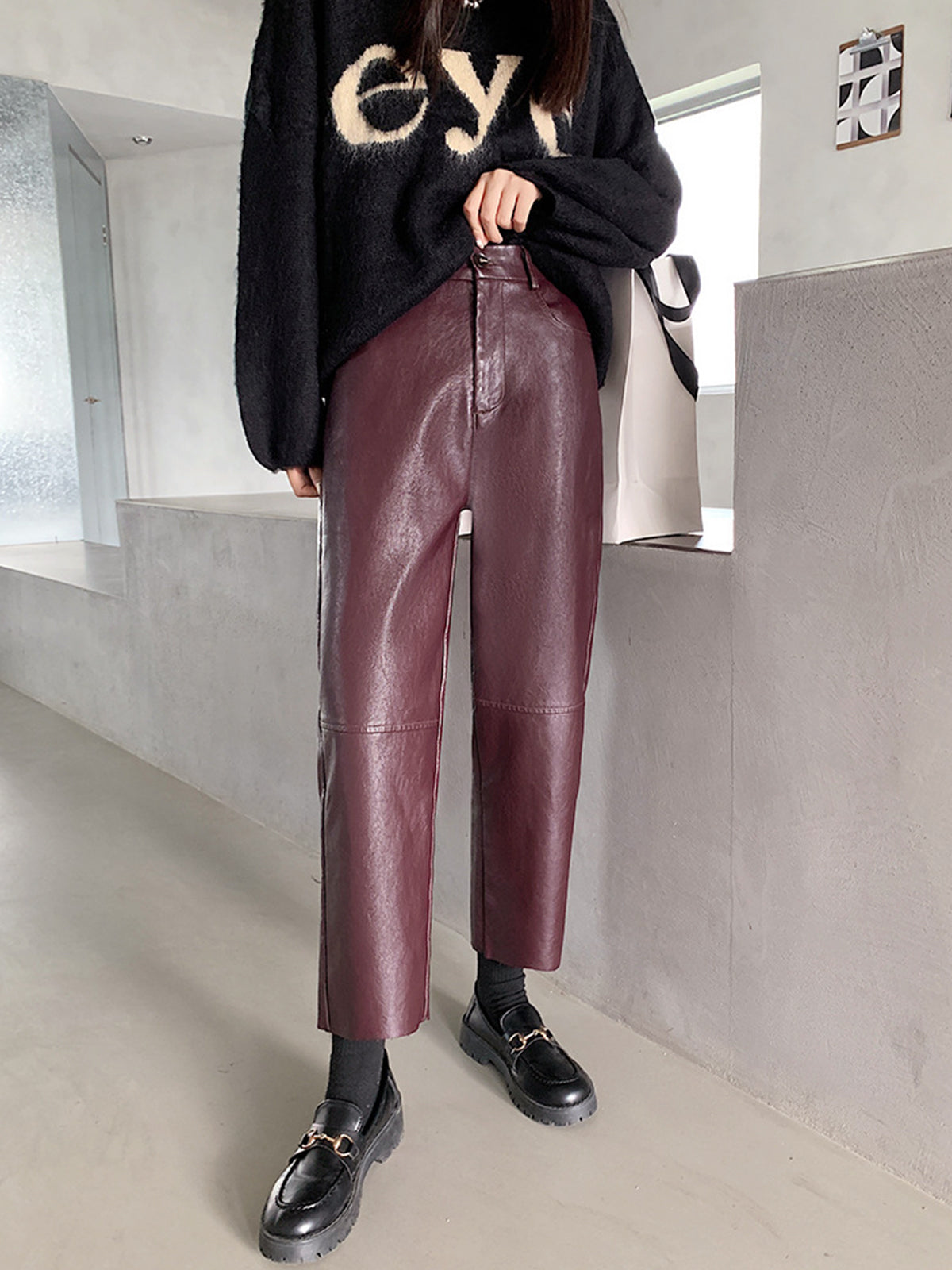 Laura | Kunstleder Cropped Pants