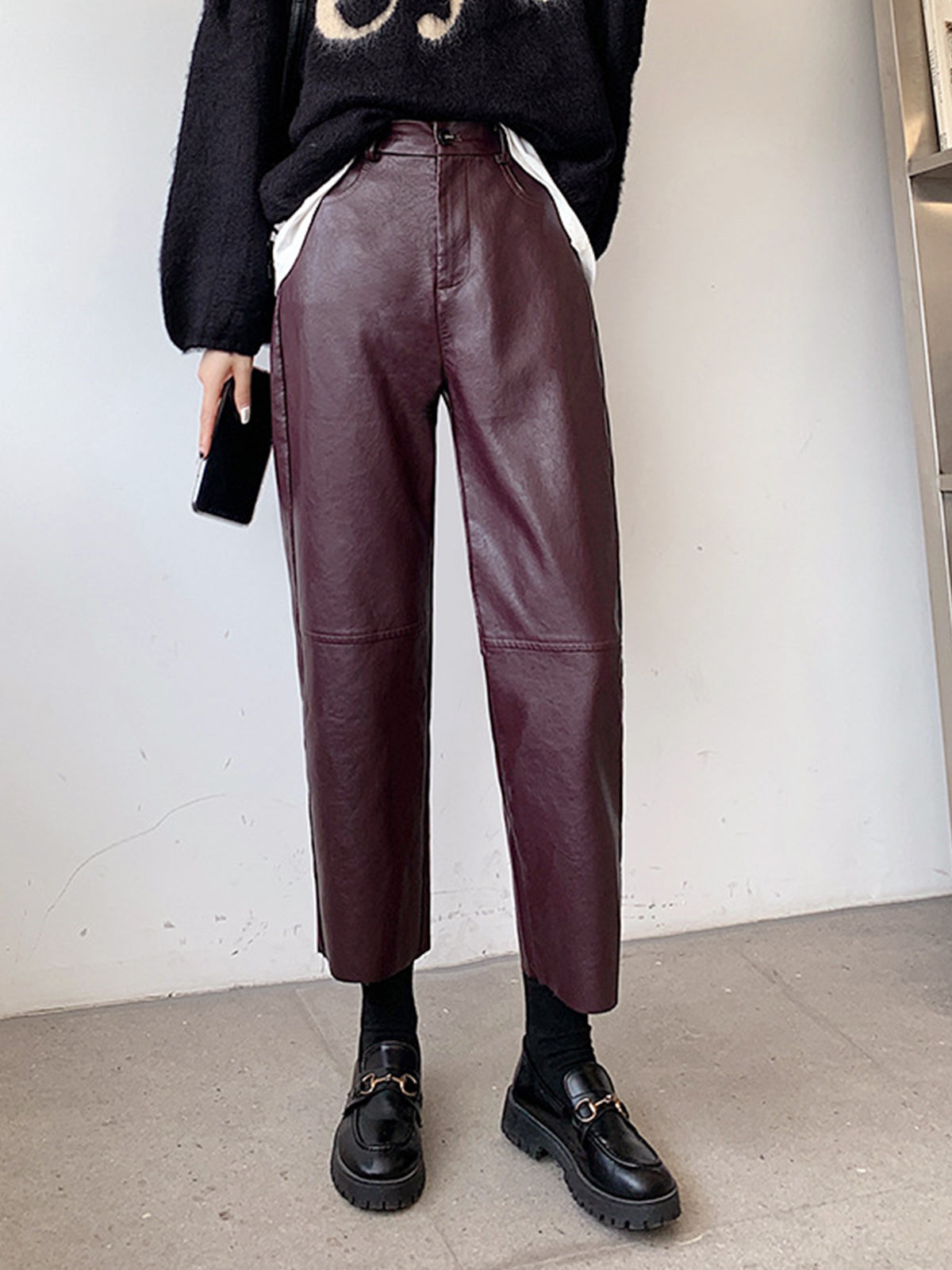 Laura | Kunstleder Cropped Pants