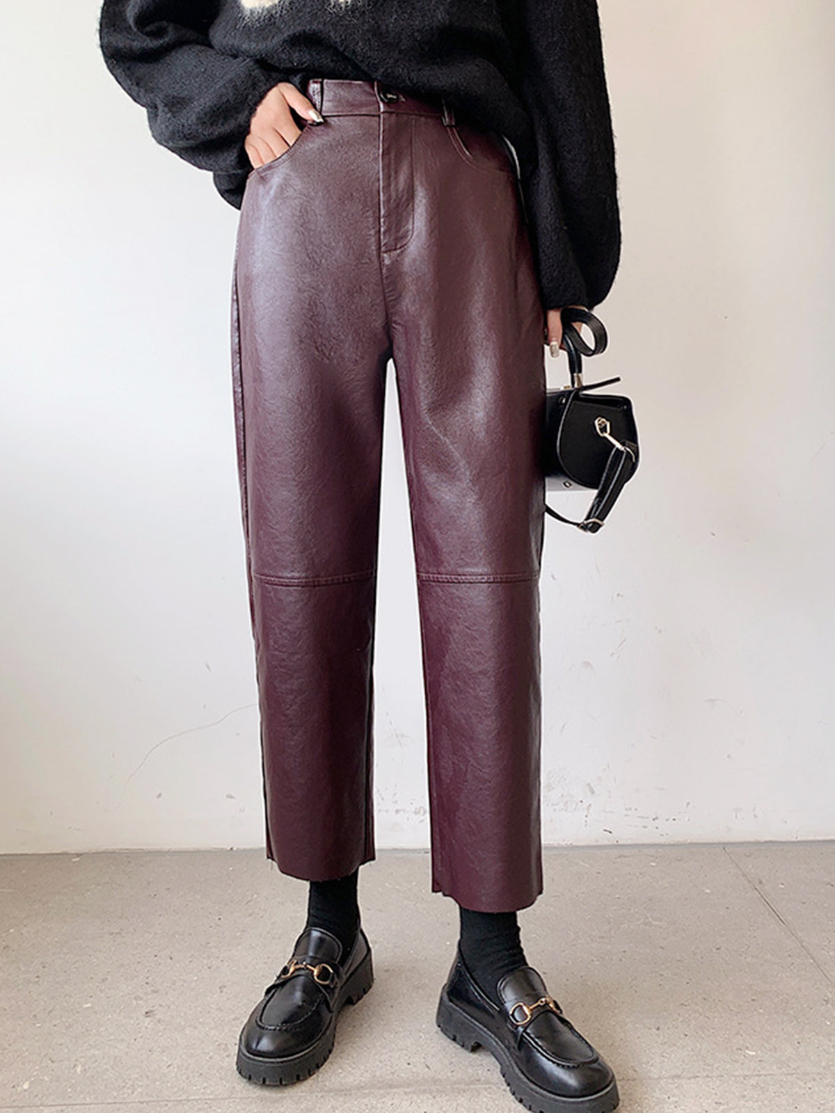 Laura | Kunstleder Cropped Pants
